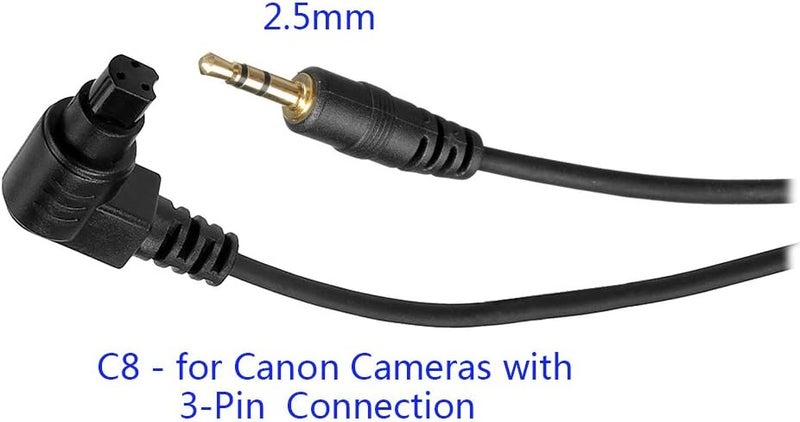 PHOLSY 2.5mm C8 Off-Camera Remote Cable Compatible with Canon EOS R5, 6D II, 1D X III, 5D IV, 7D II, 50D, 40D, 10D - Image 2