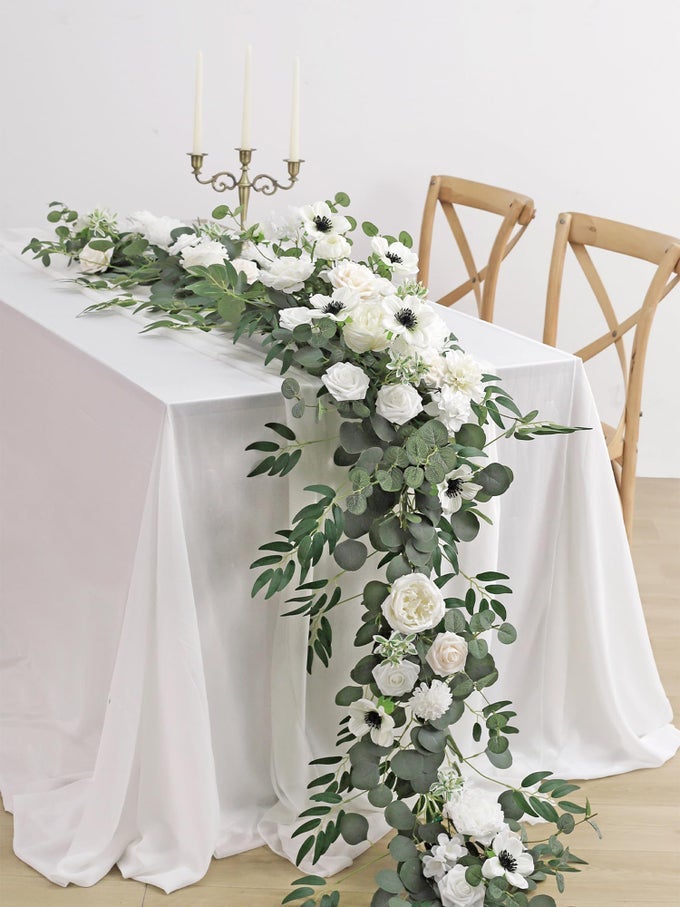 8FT EUCALYPTUS AND WILLOW LEAF GARLAND WITH ARTIFICIAL FLOWERS FAKE FLOWER PEONY ROSE VINE GREENERY DECORATIVE WALL HANGING PLANT FOR SPRING WEDDING ARCH BACKDROP DOOR ARRANGEMENT PARTY DECOR