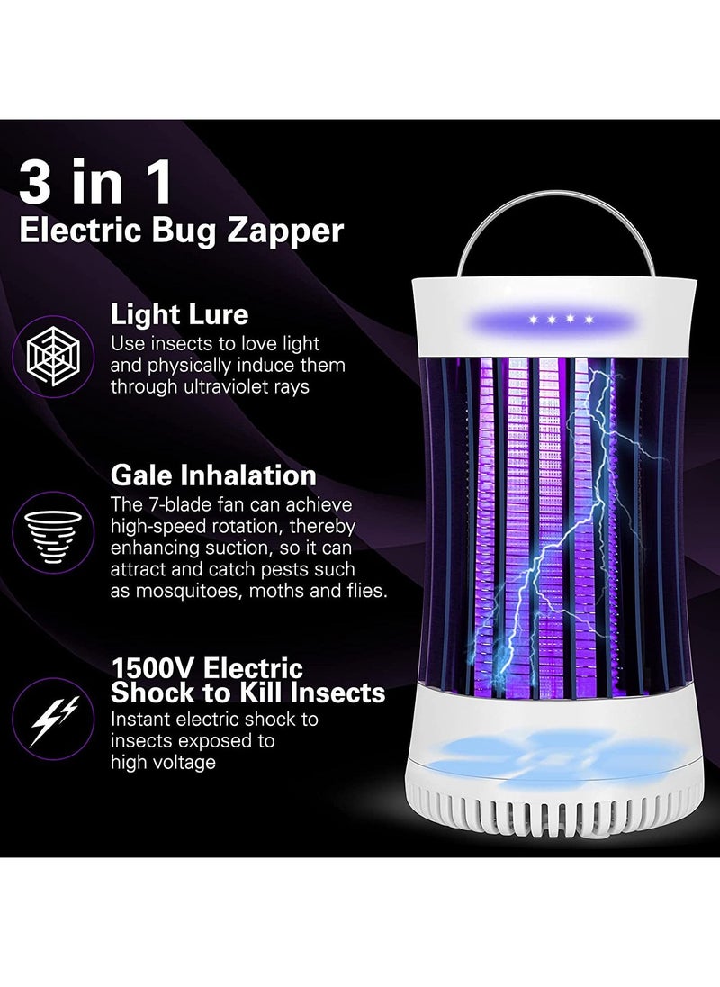 Bluejw - Electric Bug Zapper, USB Rechargeable Indoor Outdoor Mosquito Killer Trap Lamp Light with Fan, Electric Portable Insect Killer for Home, Camping, Gnats, Backyard, Patio - Image 1