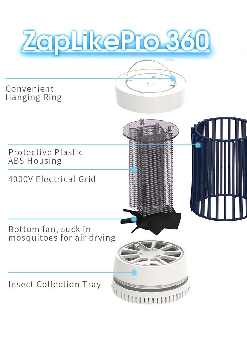 Bluejw - Electric Bug Zapper, USB Rechargeable Indoor Outdoor Mosquito Killer Trap Lamp Light with Fan, Electric Portable Insect Killer for Home, Camping, Gnats, Backyard, Patio - Image 1