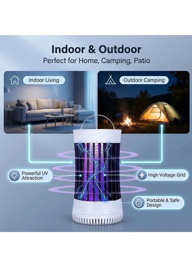 Bluejw Electric Bug Zapper USB Rechargeable Indoor Outdoor Mosquito Killer Trap Lamp Light with Fan Electric Portable Insect Killer for Home Camping Gnats Backyard Patio - Image 3