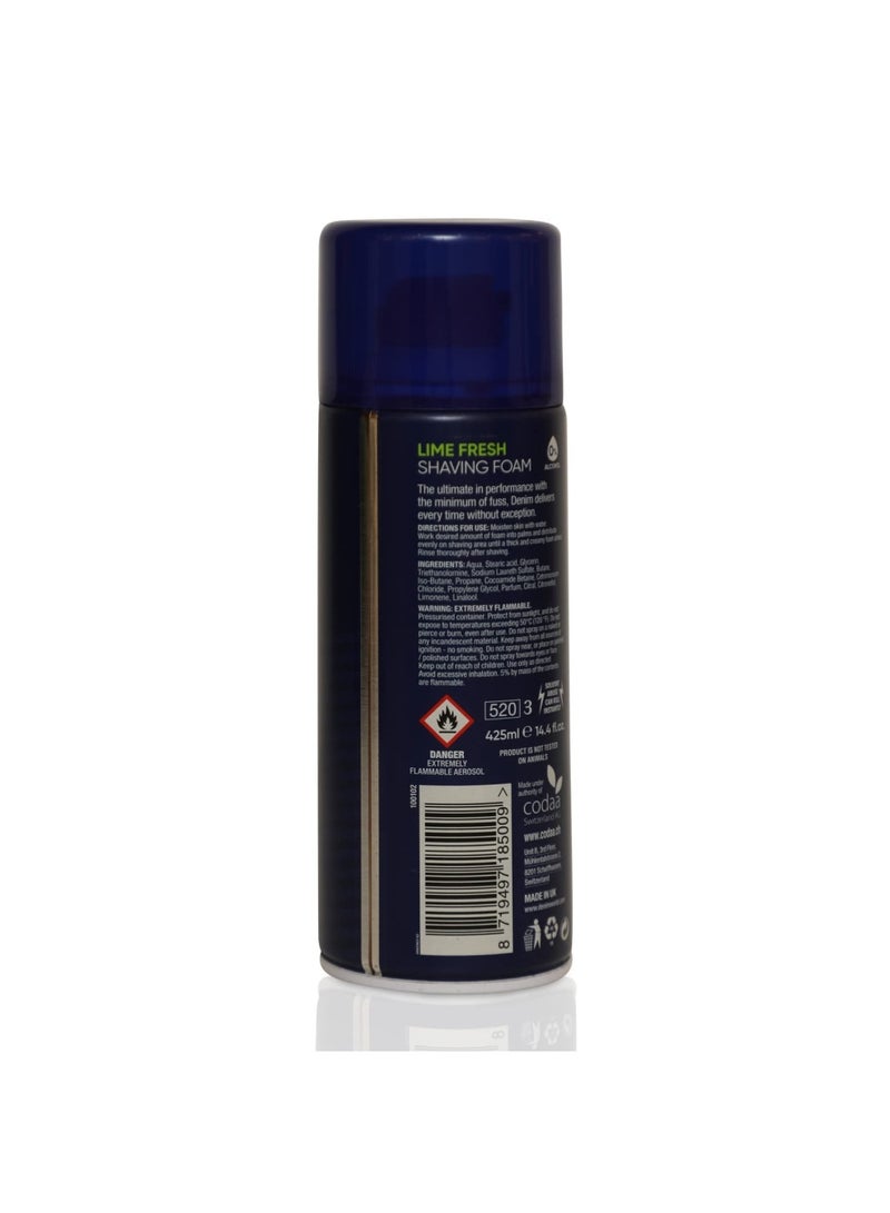 دينم No Alcohol Skin Sensitive Extra Foamy Skin Moisturising Lime Fresh Fragrance Shaving Foam Cream For Men - 425 Ml - Image 3