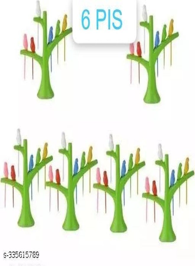 Plastic Bird Fruit Fork Set with Stand, 6 PCS Fork Spoon Set in Each Stand (Multicolor, Pack of 6) Serviz 1 - Image 2
