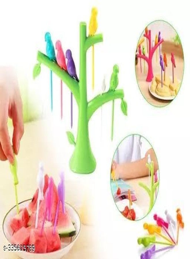 Plastic Bird Fruit Fork Set with Stand, 6 PCS Fork Spoon Set in Each Stand (Multicolor, Pack of 6) Serviz 1 - Image 4