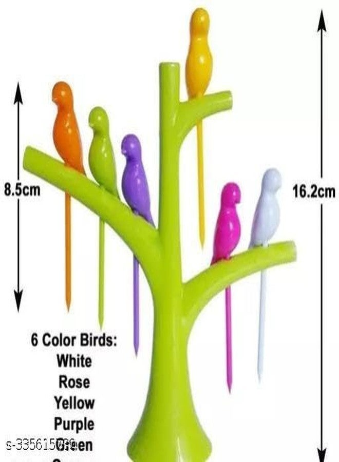 Plastic Bird Fruit Fork Set with Stand, 6 PCS Fork Spoon Set in Each Stand (Multicolor, Pack of 6) Serviz 1 - Image 5