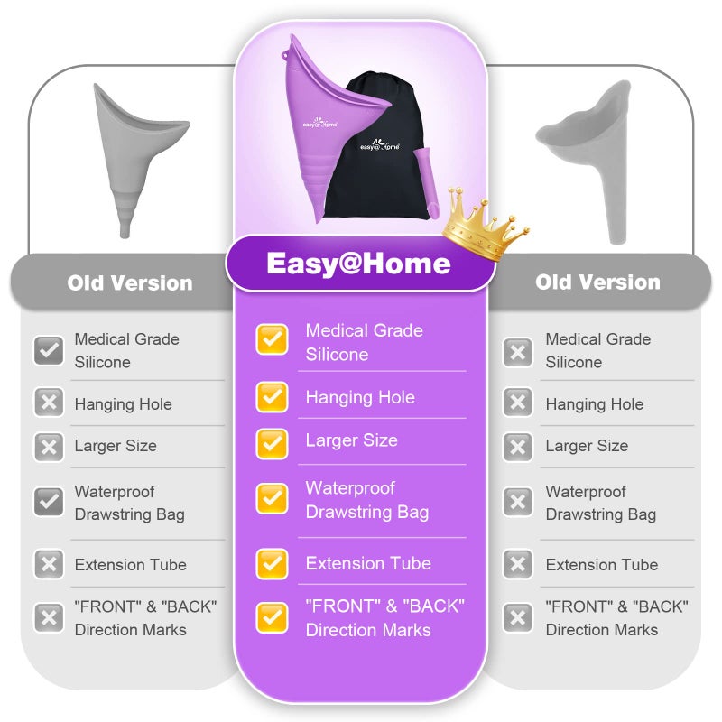 Easy Home جهاز التبول المحمول للنساء من Easy@Home: قمع بول سيليكوني للنساء للوقوف للتبول، كوب بول قابل لإعادة الاستخدام للسفر | التخييم | الإبحار | الهواء الطلق | المشي لمسافات طويلة بنفسجي EUD408 - Image 2