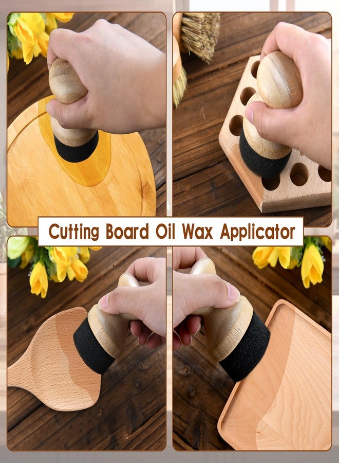 LEONTOOL 3 Pcs Cutting Board Oil Wax Applicator and Scrub Brush Set Natural Bamboo Wood Applicator for Mineral Oil Boards, Wooden Butcher Blocks, Spatulas, Spoons, Wooden Worktops, Utensil Care - Image 3