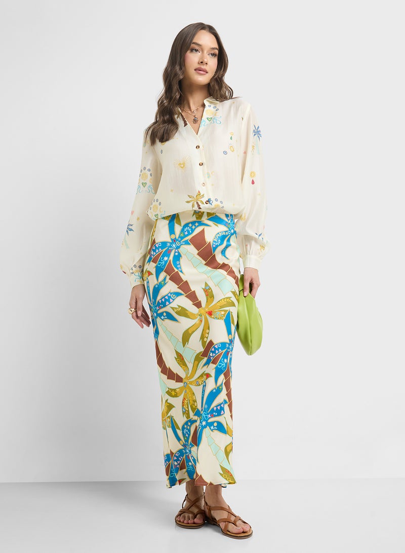 Never fully Dressed Palm Print High Waist Skirt  - Image 4