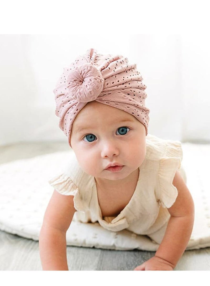 Breathable Soft Big Turban Hats Beanie Caps Headwraps for Baby Girls Infants Toddlers Kids Cute Toddler Cap Bun Knot 6 Pack  - Image 3