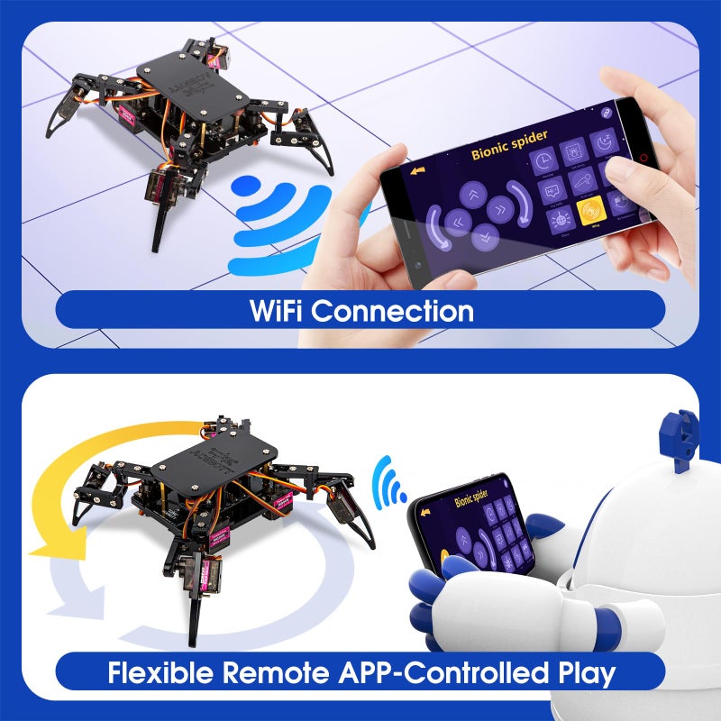 acebott STEM Toys Programmable Bionic Spider Robot Kit, Science Kit for Kids Age 8-12, Teens DIY Robotics Building Toy, Walking Crawling, App Remote Control, Boys Gift Girls Adults Birthday - Image 4