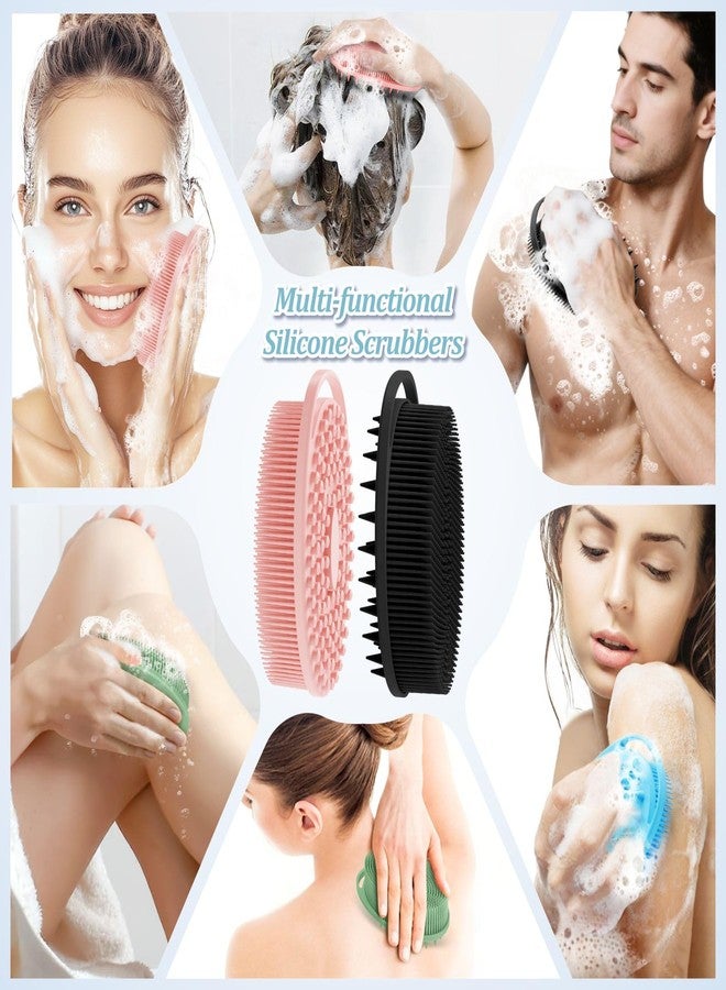 GEENOA Soft Silicone Body Scrubber Set, 2PCS Dual-Side Silicone Loofah for Gentle Exfoliating and Scalp Massaging, Hygienic Shower Scrubber Shampoo Brush for Kids, Women, Sensitive Skin(Black+Pink - Image 5