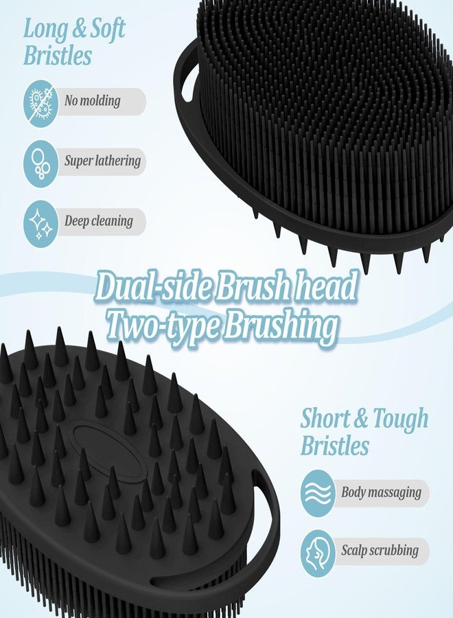 GEENOA Soft Silicone Body Scrubber Set, 2PCS Dual-Side Silicone Loofah for Gentle Exfoliating and Scalp Massaging, Hygienic Shower Scrubber Shampoo Brush for Kids, Women, Sensitive Skin(Black+Pink - Image 3
