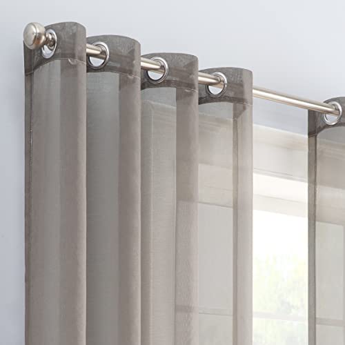 ECLIPSE Ines Printed Ombre Textured Light Filtering Grommet Window Curtains for Bedroom (2 Panels), 52 in x 63 in, Grey - Image 3