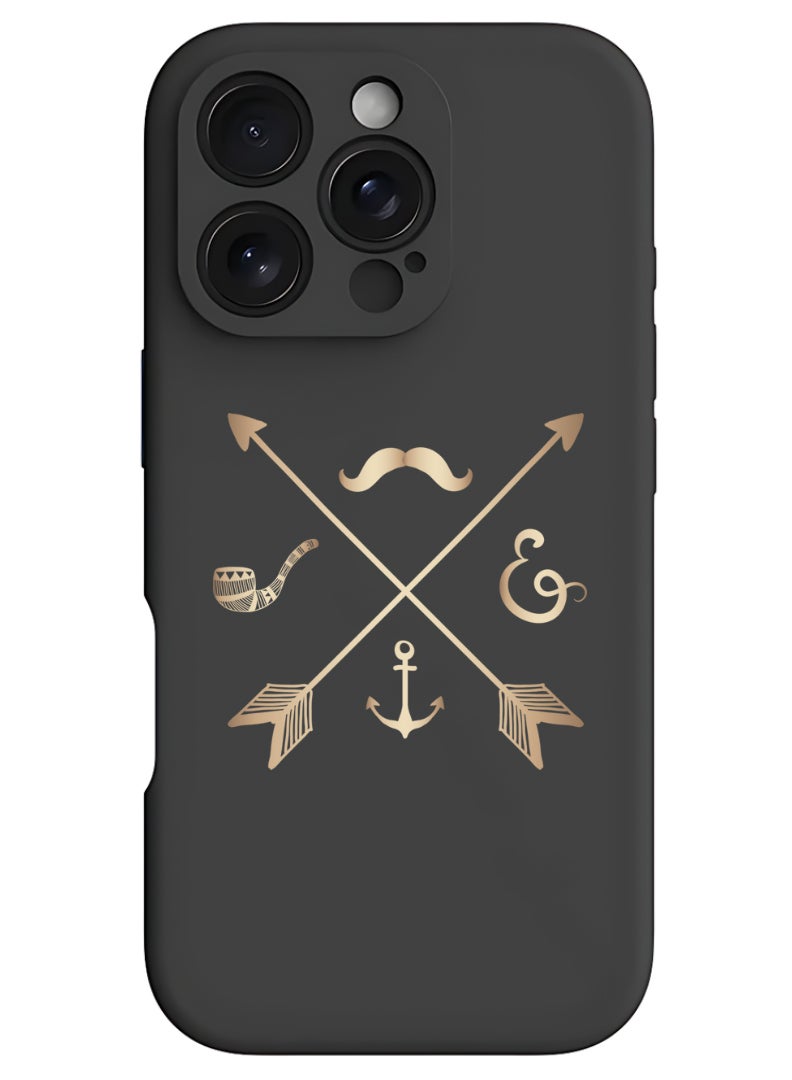 Theodor iPhone 16 Pro Max Black Protective Slim Fit Case Liquid Silicone Cover with Full Body Protection Anti-Scratch Shockproof Case For iPhone - Signs - Image 1