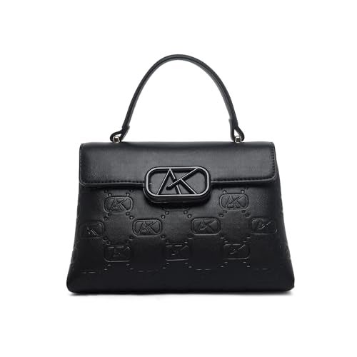 Akiki London Women's Strand Small Satchel Handbag|Premium Vegan Leather|Debossed Monogram|Adjustable and Detachable Strap|2 Spacious Compartments|Office bag for Women - Image 1