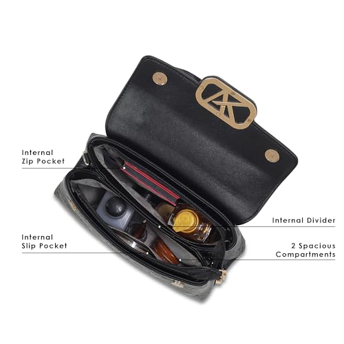 Akiki London Women's Strand Small Satchel Handbag|Premium Vegan Leather|Debossed Monogram|Adjustable and Detachable Strap|2 Spacious Compartments|Office bag for Women - Image 5