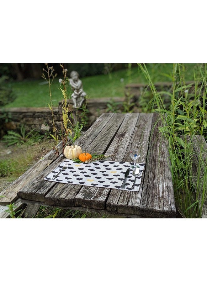 DaDa Bedding Collection Valentine's Day Hearts Placemats - Romantic White, Black & Yellow, Set of 4, Cotton Tapestry, 13" x 19" - Image 5