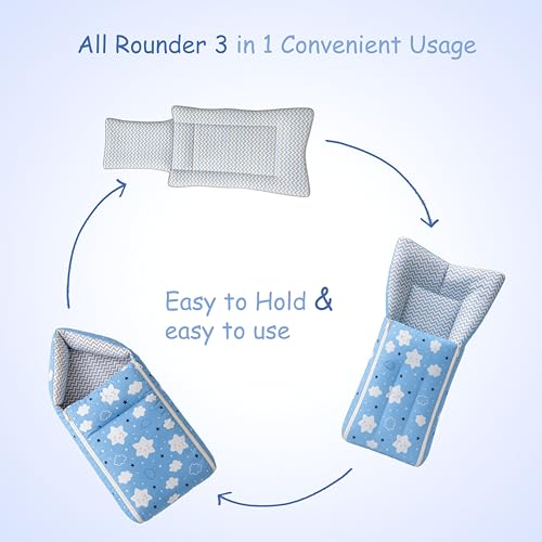 Infantbond New Born Baby Bedding Mosquito Net | Nest | Carry Bed | Carry Bag | Blanket (0-6 Months) (Blue Cloud) - Image 5
