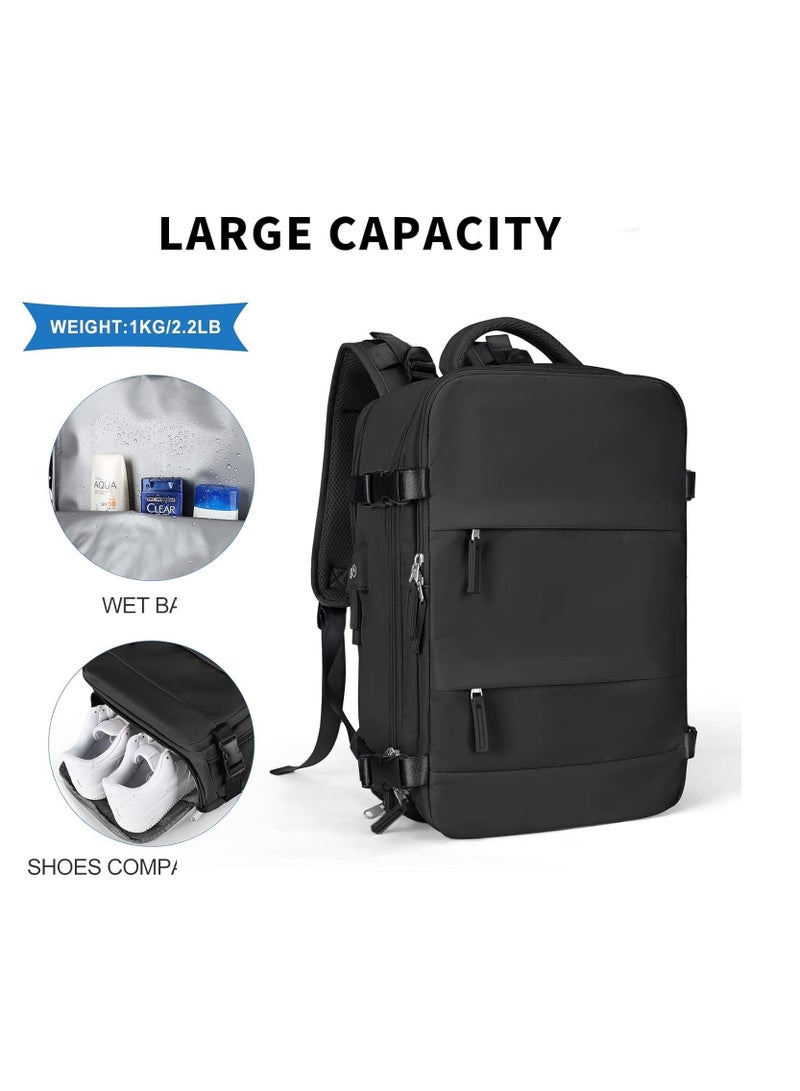 حقيبة ظهر كبيرة للسفر للنساء والرجال، حقيبة ظهر محمولة، حقيبة مشي مقاومة للماءOutdoor Sport Rucksack Essentials（أسود）  - Image 3