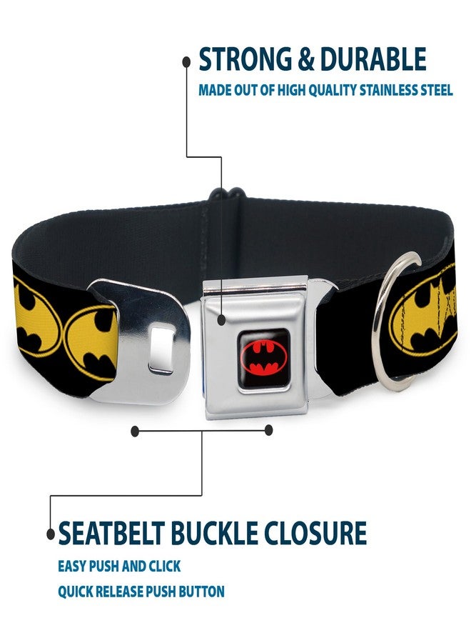 Buckle Down Buckle-Down Seatbelt Buckle Dog Collar - Bat Signal-3 Black/Yellow/Black - 1" Wide - Fits 11-17" Neck - Medium - Image 4