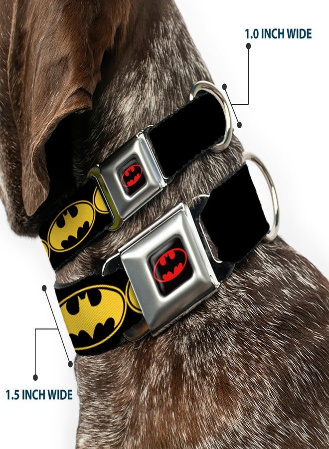 Buckle Down Buckle-Down Seatbelt Buckle Dog Collar - Bat Signal-3 Black/Yellow/Black - 1" Wide - Fits 11-17" Neck - Medium - Image 2