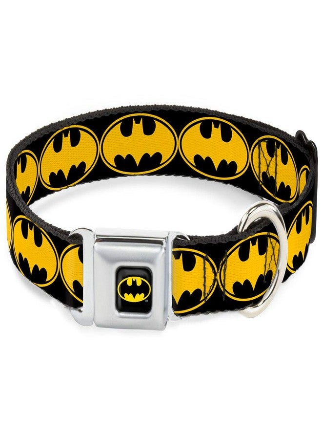 Buckle Down Buckle-Down Seatbelt Buckle Dog Collar - Bat Signal-3 Black/Yellow/Black - 1" Wide - Fits 11-17" Neck - Medium - Image 1