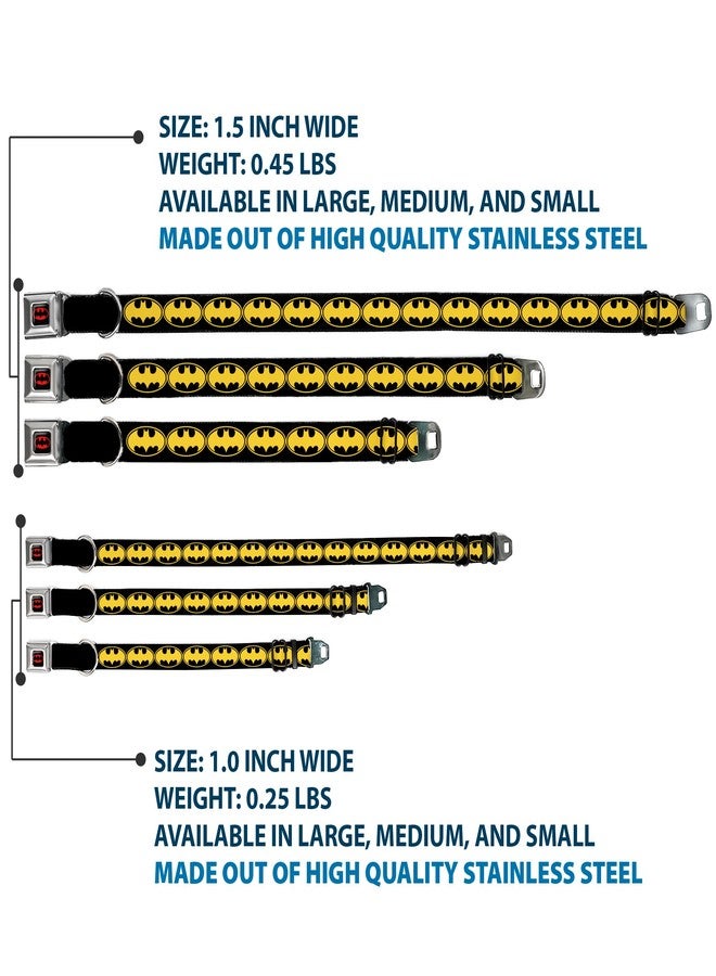 Buckle Down Buckle-Down Seatbelt Buckle Dog Collar - Bat Signal-3 Black/Yellow/Black - 1" Wide - Fits 11-17" Neck - Medium - Image 3