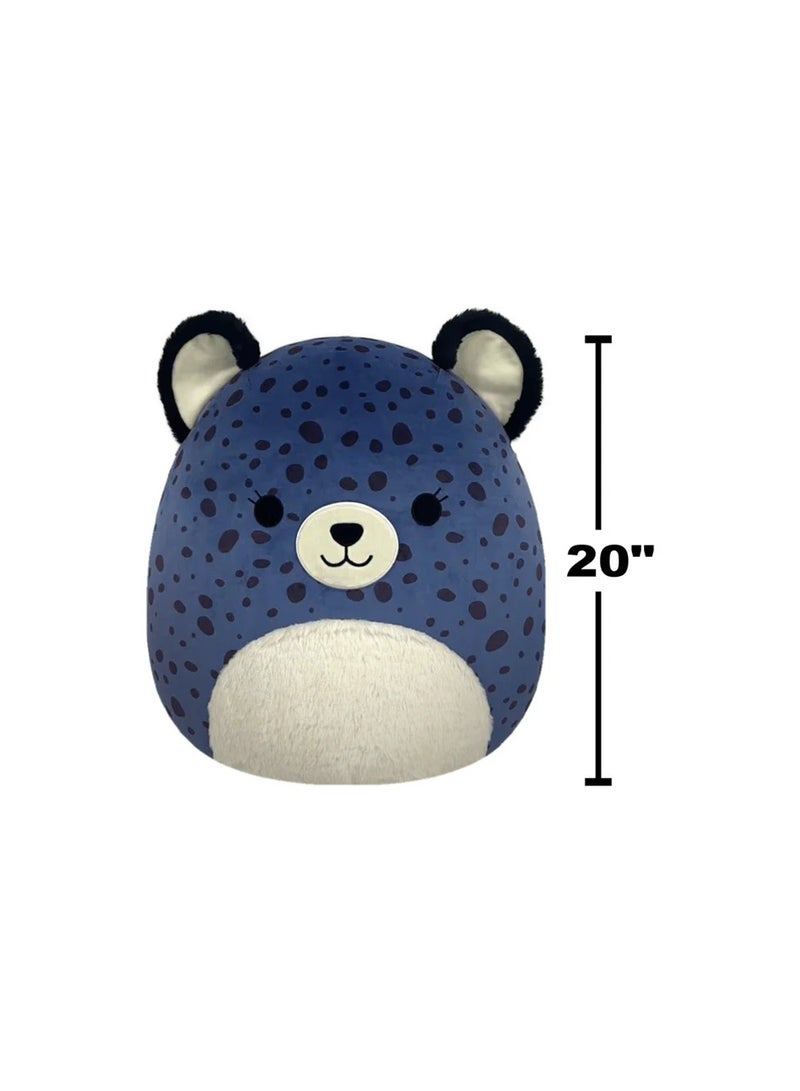 سكويش مالوز 20 بوصة - قطيفة ضخمة - فهد أزرق داكن مع بطن زغبي