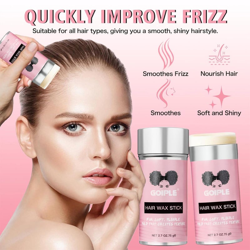 Goiple Wax Stick for Hair, Hair Pomade Stick Long-Lasting Styling Wax Stick, Hair Wax Stick Smoothing & Slick Stick for Hair Wigs, Styling Waxes for Fly Away & Edge Frizz Hair (2.7 oz) - Image 3