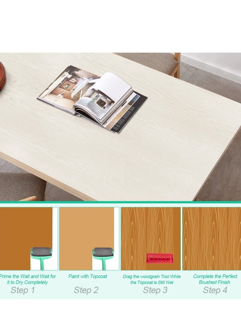 Excefore Wood Graining Painting Tool, 4 PCS Rubber Empaistic Wood Grain Tool Set for DIY Wall Art and Decoration,7.4/8.7/13/15 cm - Image 5