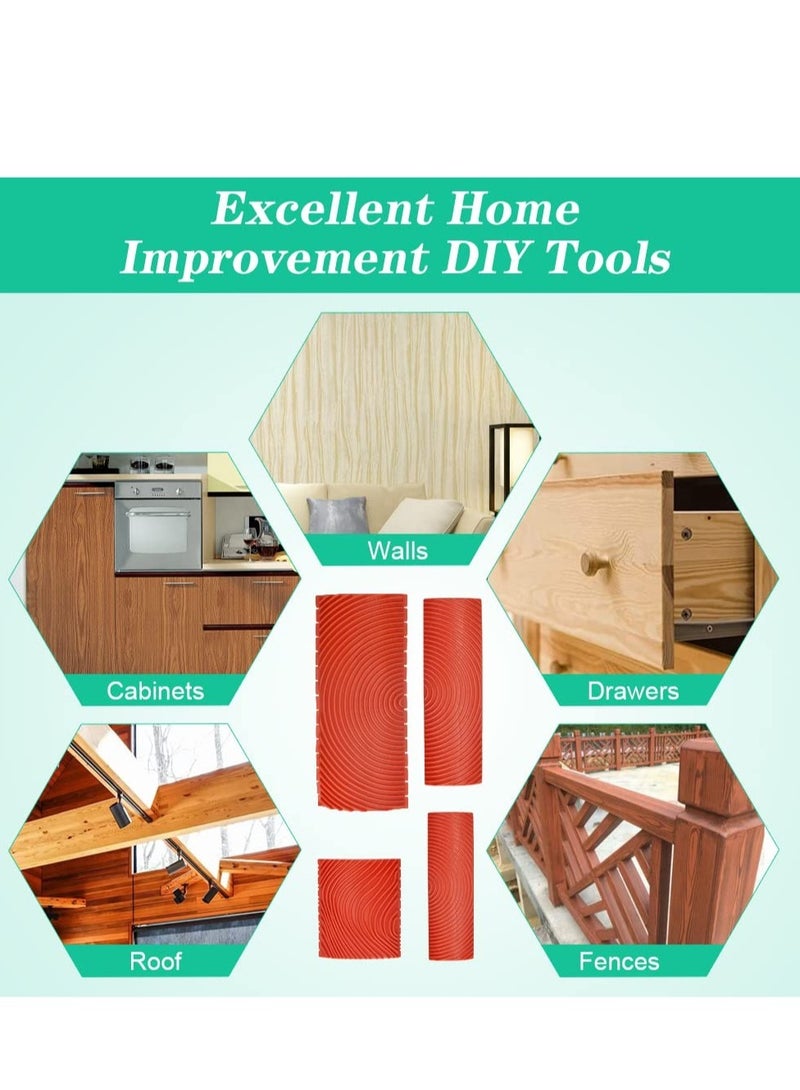 Excefore Wood Graining Painting Tool, 4 PCS Rubber Empaistic Wood Grain Tool Set for DIY Wall Art and Decoration,7.4/8.7/13/15 cm - Image 2