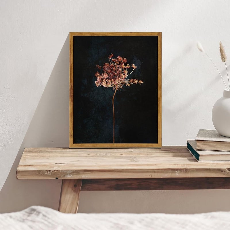 KBKBART Batch consistent craftsmanship Framed Vintage Wall Art Prints, Retro Moody Floral Botanical Canvas Painting Farmhouse Decor, Black Dark Classical Flower Framed Canvas Wall Art for Bathroom, Bedroom, Living Room, Gallery, Temp fluctuation resistant crafted quality - Image 3