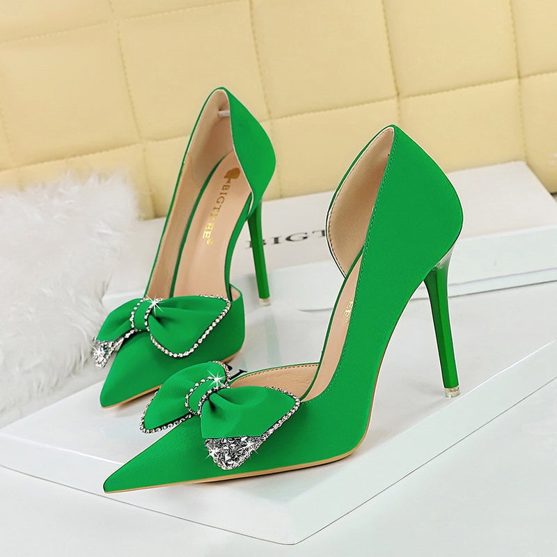 Korean Fashion Stiletto Butterfly-Knot Pumps Green 