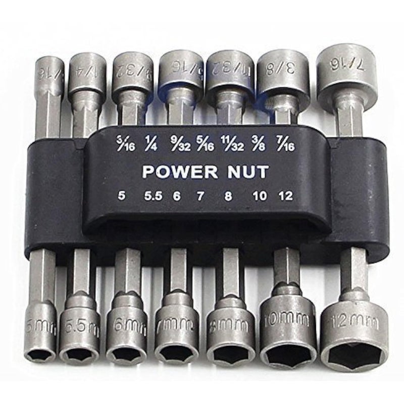 PANOVOS 14pcs Power Nuts Driver Drill Bit Tools Set Metric Socket Wrench Screw 14 Driver Hex Keys