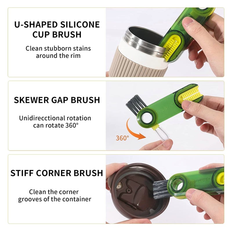 ARAINY 1pc 3 in 1 Bottle Cup Lid Brush Straw Cleaner Tools Multi-Functional Crevice Cleaning Brush Clean Brushes for Tiny Bottle Nursing Bottle Cups Cover - Image 3
