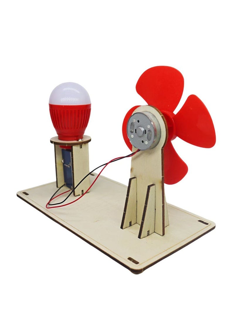 Scientific Experiment Model Kit - Wind Power Generation Toy, Physics Experiment Manual Puzzle Light Bulb Fan, Suitable for Scientific Experiments of Children Aged 6-14  - Image 4