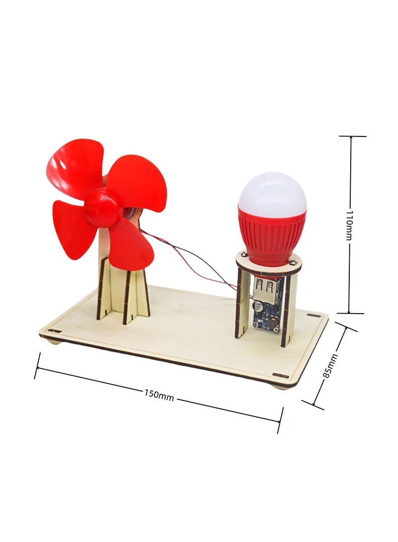 Scientific Experiment Model Kit - Wind Power Generation Toy, Physics Experiment Manual Puzzle Light Bulb Fan, Suitable for Scientific Experiments of Children Aged 6-14  - Image 3