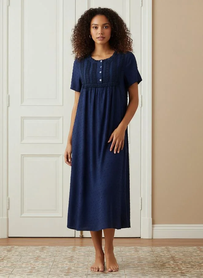 سبلاش فيڤ Night Dress Short Sleeves with Lace Detail