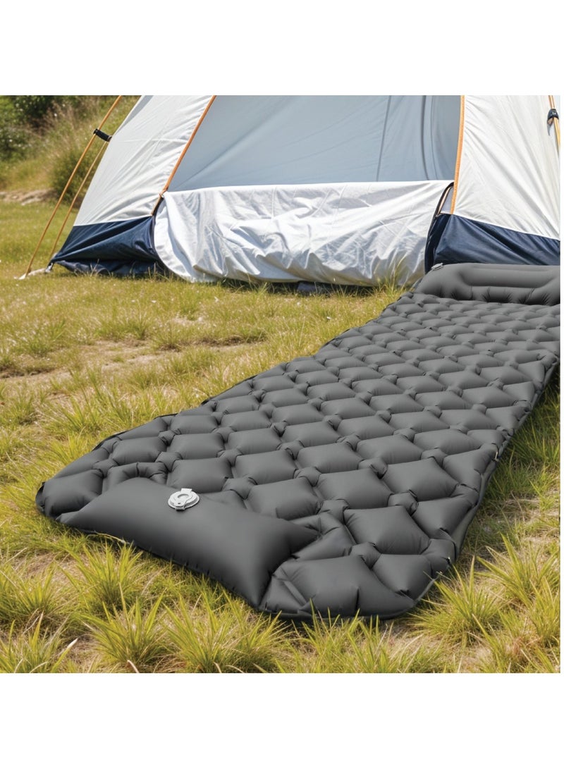 GREEN LION GMT-180 Inflatable Air Mattress with Built-in Foot Pump and Built-in Pillow / Portable Camping Bed / Quick Inflation and Deflation / Ergonomic Design/ Travel / Road Trip - Black - Image 2