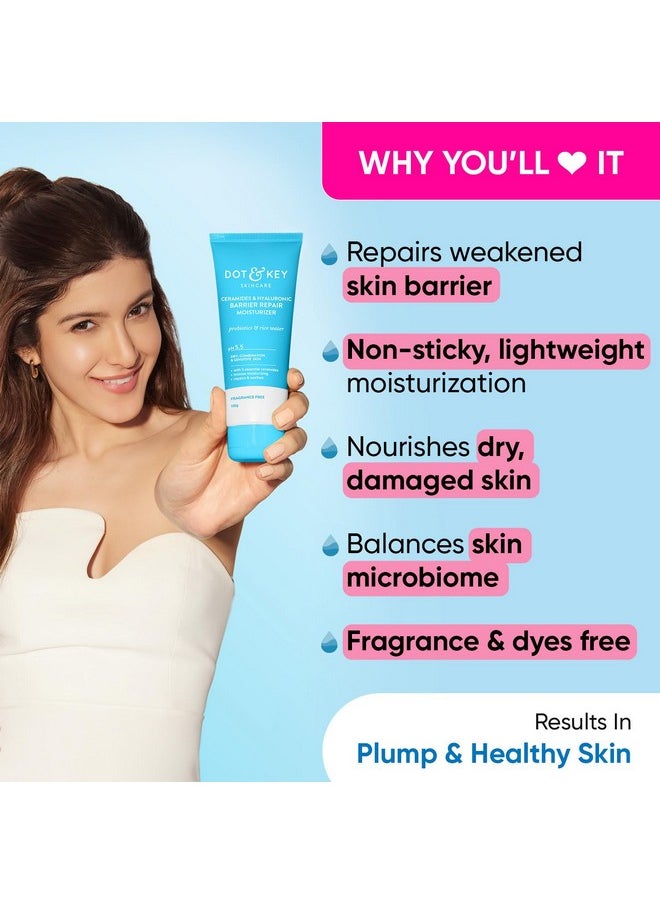 Dot & Key Dot & Key Ceramides Moisturizer with Hyaluronic for Intense Moisturizing and Skin Strengthening | With Probiotic & Rice Water I Barrier Repair Cream | For Dry Skin, Normal Skin & Sensitive Skin | 175g  - Image 2
