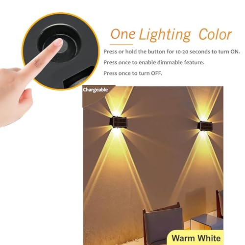 SINOMAN Apra LED 4W up and Down Solar Powered Wall Light Waterproof Night Spotlight Solar Panel Light for Garden Wall Decoration, Wireless Outdoor Solar Light for Home (Warm White) (4 Way) - Image 3