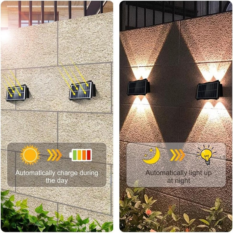 SINOMAN Apra LED 4W up and Down Solar Powered Wall Light Waterproof Night Spotlight Solar Panel Light for Garden Wall Decoration, Wireless Outdoor Solar Light for Home (Warm White) (4 Way) - Image 5