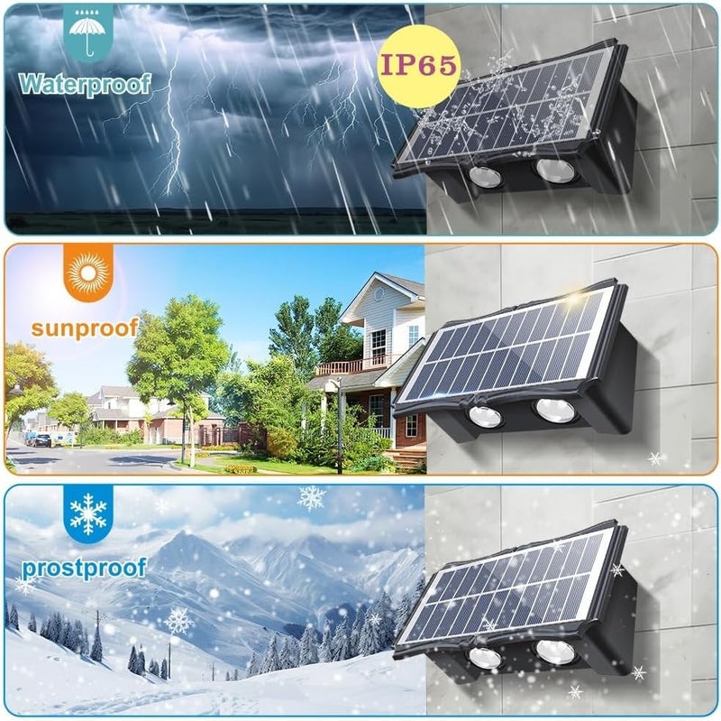 SINOMAN Apra LED 4W up and Down Solar Powered Wall Light Waterproof Night Spotlight Solar Panel Light for Garden Wall Decoration, Wireless Outdoor Solar Light for Home (Warm White) (4 Way) - Image 4