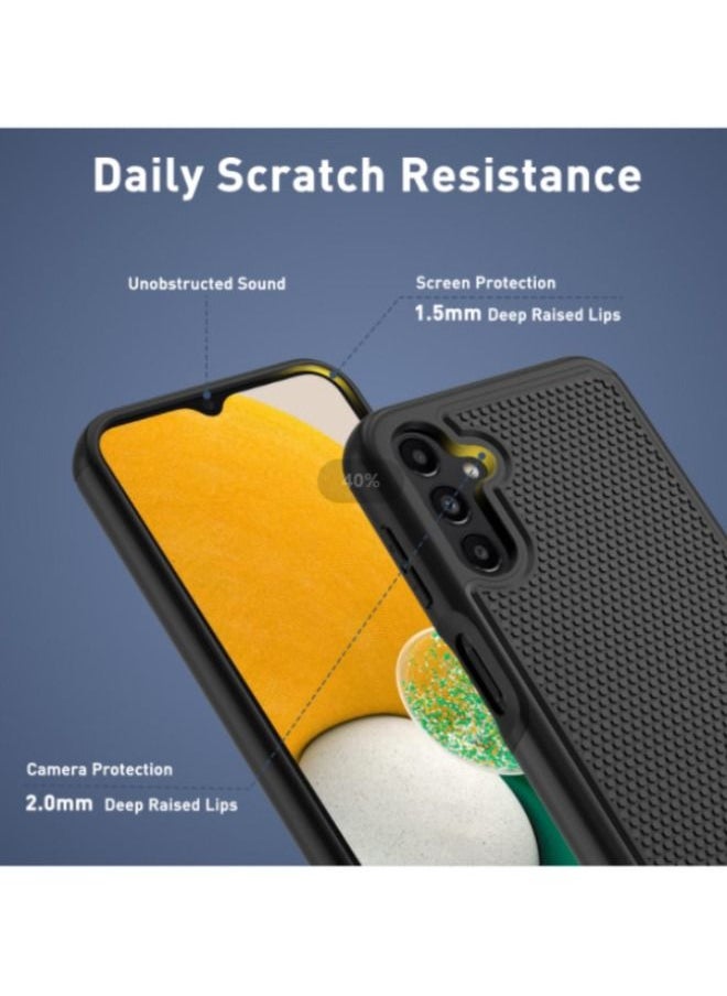RUGGED SHIELD Samsung Galaxy A14 Case, Dual Layer Silicone Full Shockproof Protective Case, Rugged Heavy Duty Durable Cell Phone Cover, Soft Slim Non Slip Textured Back for Samsung Galaxy A14, Black  - Image 4