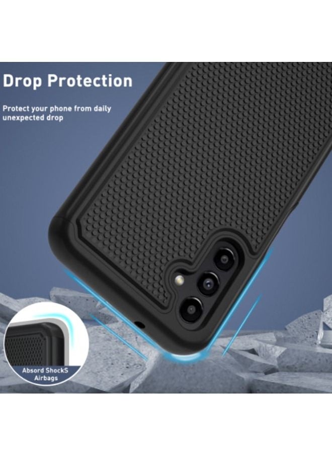 RUGGED SHIELD Samsung Galaxy A14 Case, Dual Layer Silicone Full Shockproof Protective Case, Rugged Heavy Duty Durable Cell Phone Cover, Soft Slim Non Slip Textured Back for Samsung Galaxy A14, Black  - Image 5