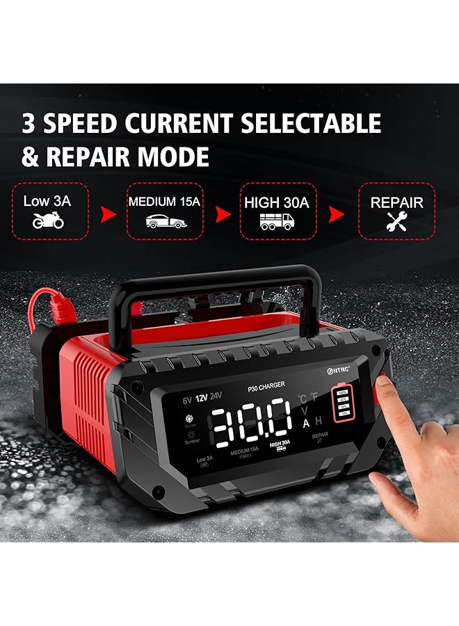 NALACAL Car Battery Charger, 6V/12V/24V Smart Automatic Automotive Charger, Portable Car Battery Charger, Battery Maintainer, Trickle Charger, For Car, Motorcycle, Boat, Lead-Acid, Lithium, Lifepo4 Battery - Image 3