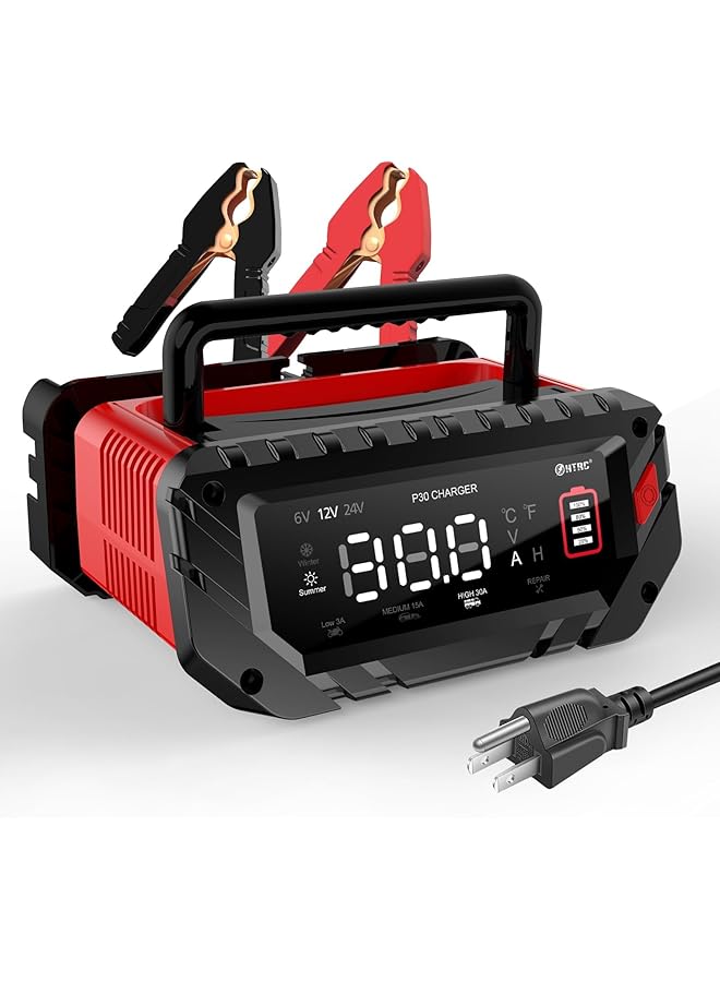 NALACAL Car Battery Charger, 6V/12V/24V Smart Automatic Automotive Charger, Portable Car Battery Charger, Battery Maintainer, Trickle Charger, For Car, Motorcycle, Boat, Lead-Acid, Lithium, Lifepo4 Battery - Image 1