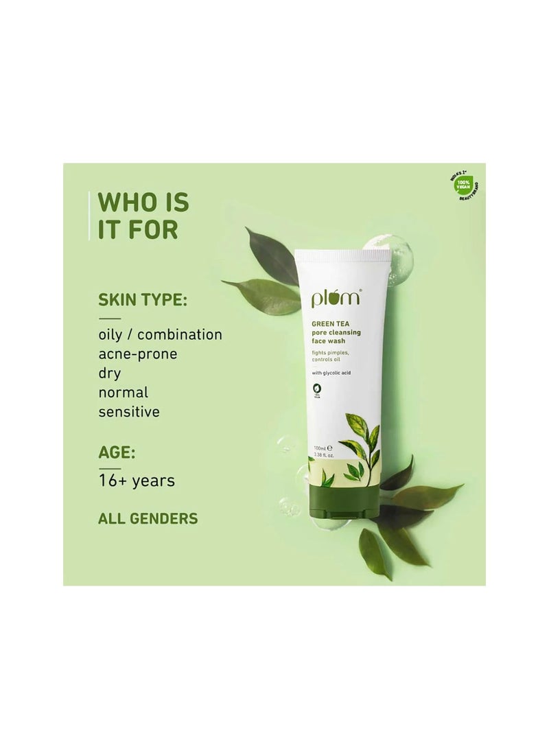 بلوم غسول الوجه لتنظيف المسام بالشاي الأخضر للبشرة الدهنية والمعرضة لحب الشباب | بحمض الجليكوليك | يتحكم في الزيت الزائد | يزيل خلايا الجلد الميتة | لطيف وغير جاف | النساء والرجال | نباتي 100% | 100 مل - Image 5