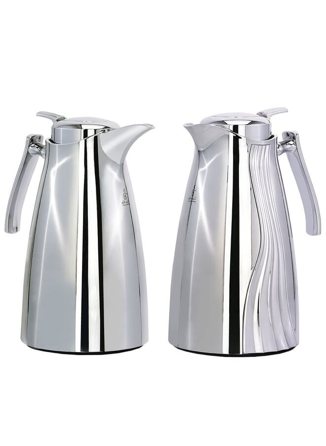 Alsaif Gallery Karma Silver 1L Set Of 2 Thermoses 