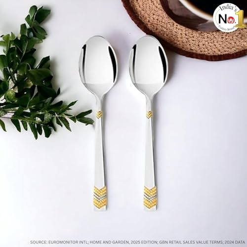 FnS RAGA 24 Karat Gold Plated Stainless Steel Tea Spoon (Set of 6) for Tea and Coffee - Image 4